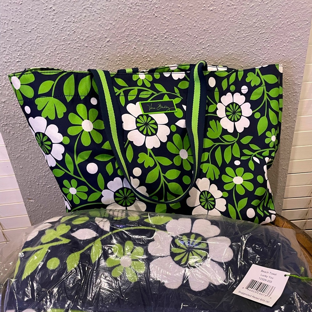 Vera Bradley beach tote and matching towel
